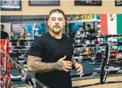  ?? RYAN HAFEY ?? Former heavyweigh­t champion Andy Ruiz works out recently at San Diego’s House of Boxing.