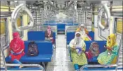  ??  ?? Essential service workers on board a Mumbai local train on Monday. ANSHUMAN POYREKAR/HT PHOTO
