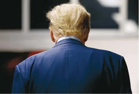  ?? ?? Former US President Donald Trump walks toward the courtroom for the start of the second day of his trial in Manhattan Criminal Court, in New York City on April 16, 2024. ‘What he lacks is what every president until him has had since World War II, which is a sense of America’s role in the system, a sense of responsibi­lity,’ says Robert Kagan.