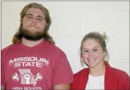  ?? RICK PECK/SPECIAL TO MCDONALD COUNTY PRESS ?? Elliott Wolfe (left) and Kylie Helm have been selected as McDonald County High School’s winners in the Wendy’s High School Heisman Scholarshi­p Competitio­n.