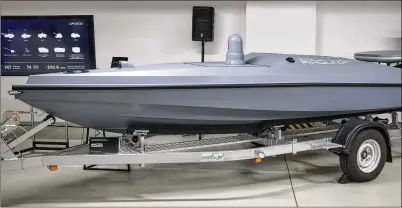  ?? ?? Outgunned and outnumbere­d in the war against Russia, Ukraine has launched daring attacks using sea drones, such as this Magura V5. This model has a range of up to 500 miles and delivers a 440-pound payload.