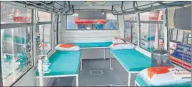  ?? HT PHOTO ?? The makeshift ambulances will have four beds equipped with oxygen supply through cylinders and other medical facilities.