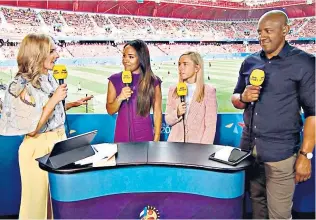  ??  ?? TV hit: The BBC team of (from left) Gabby Logan, Alex Scott, Jordan Nobbs and Dion Dublin