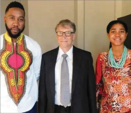  ??  ?? R-L: Zuriel Oduwole, Bill Gates and Ndaba Mandela in Paris… recently