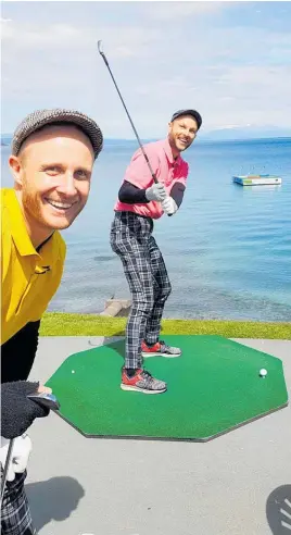  ?? Photo / NZME ?? Jono and Ben from The Hits Breakfast spent two days trying for an elusive Hole in One at Lake Taupō - with no bridegroom in sight.