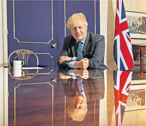  ??  ?? Boris Johnson sits down with Gordon Rayner in Downing Street where he spoke about Brexit, Covid-19 and his family in a wide-ranging interview