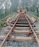  ??  ?? Pushing ahead despite the pandemic: Track-laying across Prospidnic­k bridge and along the alignment towards the old cutting. HRPS