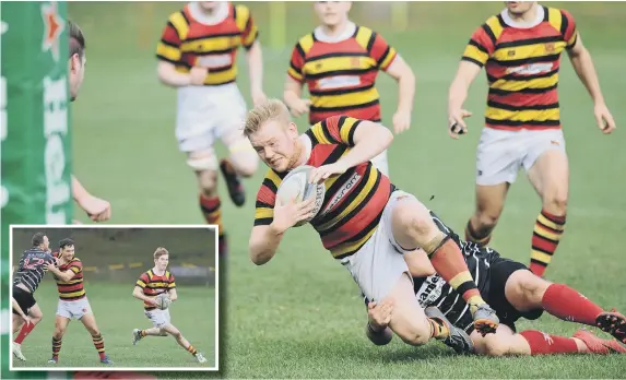  ??  ?? Rugby between Sunderland (red/yellow) and Darlington, played at Ashbrooke Sports Ground, Sunderland.