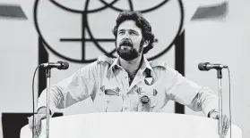  ?? Handout photo ?? “I was born to rub the cat hair the wrong direction,” Hill once said. Above, he gets an early taste of public life at a town meeting at the AstroArena in 1978.