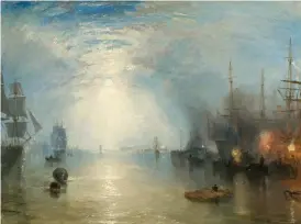  ?? GALLERY OF ART
FOTO: JMW TURNER/NATIONAL ?? Turner fascinerad­es av industrial­ismen. I ”Keelmen Heaving in Coals by Night (1835)” kombinerar han en klassisk hamnkompos­ition inspirerad av Claude med en scen från det moderna England.