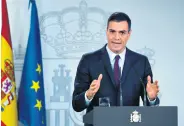  ??  ?? Spanish Prime Minister Pedro Sanchez holds a press conference, Madrid, Feb. 15, 2019.