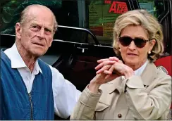  ??  ?? CLOSE FRIENDS: Prince Philip and Penny Romsey in 2008. Left: The wedding of Alexandra and Thomas Hooper last year