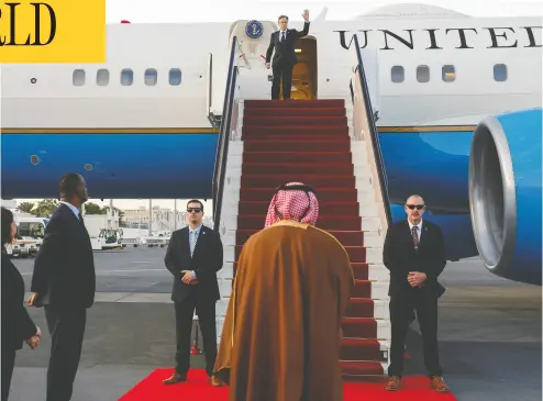  ?? EVELYN HOCKSTEIN / POOL / AFP VIA GETTY IMAGES ?? U.S. Secretary of State Antony Blinken waves as he arrives for talks in Doha, Qatar, on Sunday.