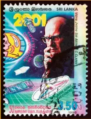  ??  ?? Arthur C. Clarke murió en 2008 en Sri Lanka, donde vivió desde 1956. Ese país asiático le dedicó en 1998 este sello que destacaba su perfil de visionario.