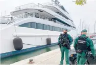  ?? Photo: Reuters ?? Russian oligarch Viktor Vekselberg’s yacht under guard.