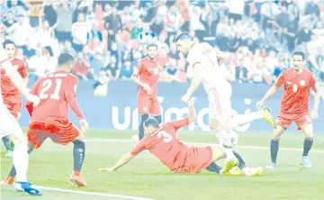  ?? - AFP photo ?? Iran’s Mehdi Taremi scores twice as his side thrash Yemen 5-0 in their opening game of the Asian Cup.