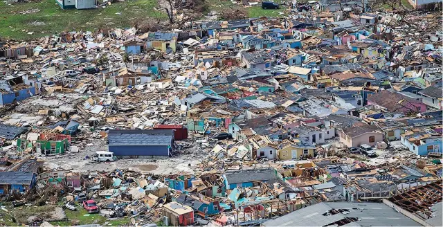  ??  ?? Aftermath of Hurricane Dorian in the Bahamas.