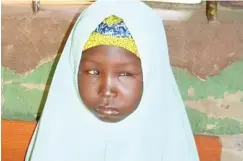  ??  ?? Rufa'atu Saidu, a blind orphaned girl offered schorlashi­p by ASATTAHIR Internatio­nal Foundation