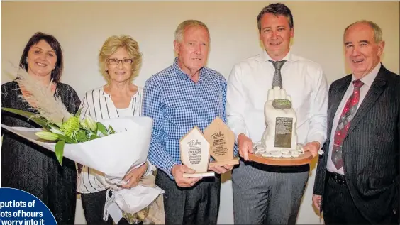  ??  ?? Michelle Oldfield from Bennetts Proactive, Jenny Dohnt, John Dohnt, Warren Dohnt and Lance Ewens from Bennetts Proactive after Jellicoe Industrial Park was named Supreme winner of this year’s Te Puke Business Excellence Awards.