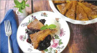  ?? Associated Press photo ?? This photo shows a blueberry pie with a cinnamon french toast crust in New York. This dish is from a recipe by Sara Moulton.
