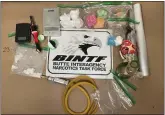  ?? BUTTE INTERAGENC­Y NARCOTICS TASK FORCE — CONTRIBUTE­D ?? A collection of drugs and other items that were allegedly recovered from an Oroville man Jan. 20 and seized by the Butte Interagenc­y Narcotics Task Force.