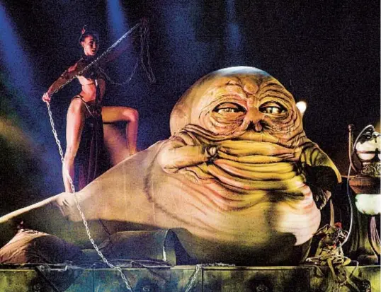  ?? RUSSALL S. BEATTIE PHOTOS ?? Prisoner Leia and Jabba the Hutt in “The Empire Strips Back: The Unauthoriz­ed Burlesque Parody.”