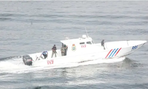  ?? Photo: Lagos Govt House ?? The Lagos State Rapid Response Squad’s gun boat on patrol across the metropolis on Tuesday.