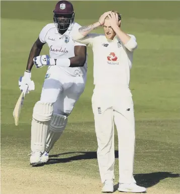  ??  ?? 0 England skipper Ben Stokes reacts during his side’s four-wicket defeat by the West Indies.