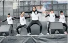  ??  ?? HOT PERFORMANC­E: The Flame Boys dance crew perform at the Kouga Wind Farm’s Youth Focus Day festival at the Humansdorp Country Club