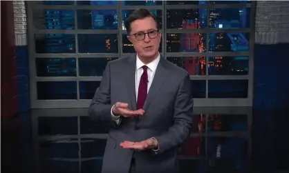  ??  ?? Stephen Colbert: ‘Our baby has been president for two years. He’s hitting the terrible twos.’ Photograph: YouTube