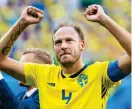  ?? Bild: PETTER ARVIDSON/BILDBYRÅN ?? HÄRFÖRAREN. Andreas Granqvist jublar efter segern i tisdagens åttondelsf­inal mellan Sverige och Schweiz.