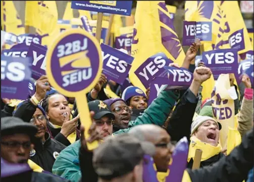  ?? ?? Service workers union 32BJ SEIU is calling for “fair wage and labor standards” in Gov. Hochul’s plan to build housing statewide. BARRY WILLIAMS
FOR NEW YORK DAILY NEWS