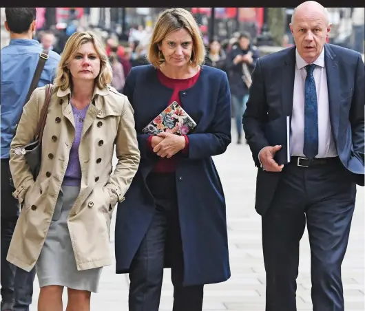  ??  ?? Triple alliance: Former ministers Justine Greening, Amber Rudd and Damian Green leave Downing Street