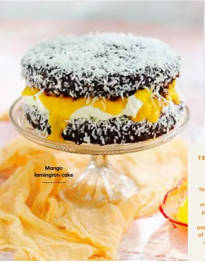  ??  ?? Mango lamington cake