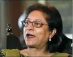  ?? K.M. CHAUDARY — THE ASSOCIATED PRESS FILE ?? In this file photo, Pakistani human rights activist Asma Jehangir speaks to The Associated Press in Lahore, Pakistan. Jahangir died of a heart attack in the eastern city of Lahore on Sunday. She was 66.