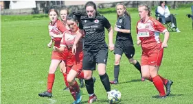  ?? ?? Dryburgh Athletic Girls (black) lost to Aberdeen LFC 18s in the SWF Scottish Cup at Lochee Park.