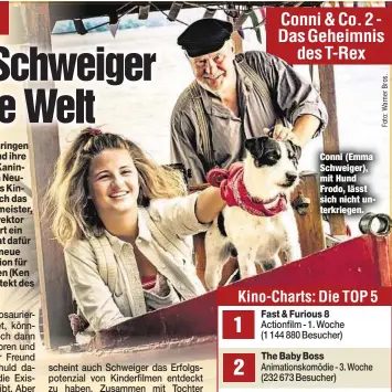  ??  ?? Conni (Emma Schweiger), mit Hund Frodo, lässt sich nicht unterkrieg­en.