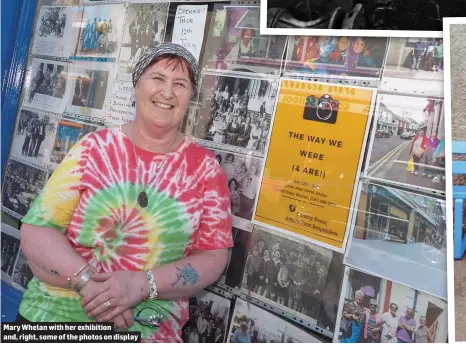  ??  ?? Mary Whelan with her exhibition and, right, some of the photos on display