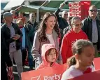  ?? PHOTO: ALDEN WILLIAMS/ STUFF ?? Manukau East MP Jenny Salesa at Jacinda Ardern’s side on the campaign trail in O¯ tara.