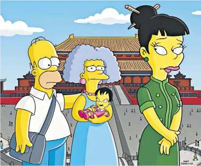  ?? ?? An episode of The Simpsons featuring Selma adopting an orphan, above, and the 1989 Tiananmen Square massacre, right