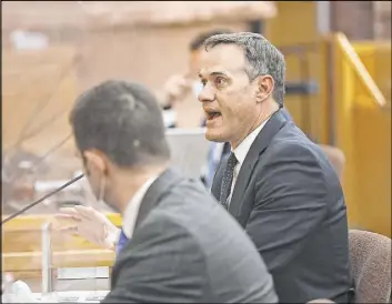  ?? Rachel Aston Las Vegas Review-Journal @rookie__rae ?? Chief Deputy District Attorney Bill Flinn asks questions Wednesday at the Clark County Commission chambers during a fact-finding review for an officer-involved shooting.