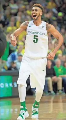  ?? TROY WAYRYNEN, USA TODAY SPORTS ?? Oregon’s Tyler Dorsey says playing in Europe helped him slow down his game and pick it apart.