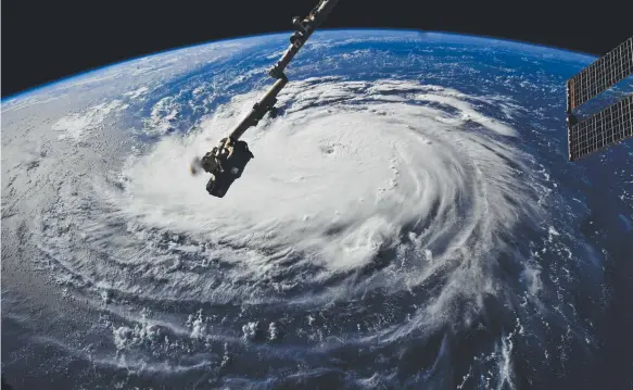  ?? Picture: NASA VIA AP ?? This photo provided by NASA shows Hurricane Florence from the Internatio­nal Space Station on Monday, as it threatens the US east coast.