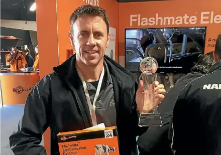  ??  ?? Fraser Smith and Matt Yallop of Farmshed Labs are finalists in the New Zealand Innovator of the Year category for their product FlashMate.