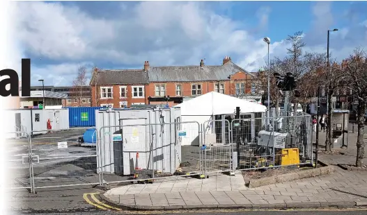  ?? SIMON GREENER ?? The remains of a Covid-19 testing site at the Coronation Street car park in Wallsend