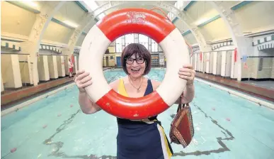  ??  ?? >
Brummie comedy character Barbara Nice kick-started the campaign to keep the grade II-listed Moseley Road Baths, in Balsall Heath open