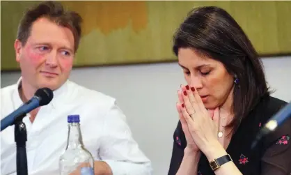  ?? Photograph: Victoria Jones/PA ?? ‘Many people are simply not happy with Nazanin Zaghari-Ratcliffe’s failure to react to her belated release like she’s just won Miss World in 1957.’ Nazanin Zaghari-Ratcliffe and husband Richard Ratcliffe at a press conference on Monday.