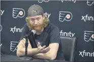  ?? SUBMITTED PHOTO – ZACK HILL ?? Jake Voracek, seen in April 2019 after the Flyers ended another playoff-less season, was suddenly unavailabl­e Saturday as his club prepares for a long-awaited playoff return.