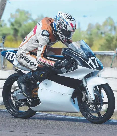  ?? ON TRACK: Keegen Harvey at the North Queensland motorcycle racing championsh­ips at Suncity raceway. Picture: EVAN MORGAN ??