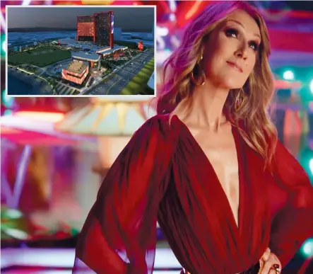  ?? PHOTOS COURTOISIE ?? Céline Dion apparaît dans une vidéo publicitai­re du Resorts World Las Vegas, un nouvel hôtel-casino dont l’ouverture est prévue pour juin. En mortaise : La maquette du Resorts World Las Vegas.
